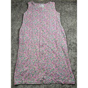 Vintage Lilly Pulitzer M 10-12 Pink Heart Floral Shift‎ Dress Sleeveless Cotton